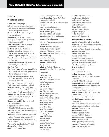 New eNglish File Pre-intermediate slovníček