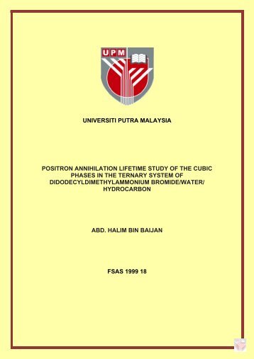 universiti putra malaysia positron annihilation lifetime study of the ...