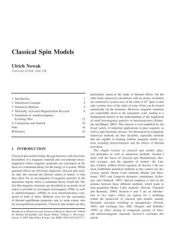 "Classical Spin Models" in: Handbook of Magnetism and Advanced ...