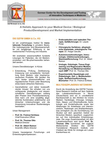 A Holistic Approach to your Medical Device / Biological ... - DZITM