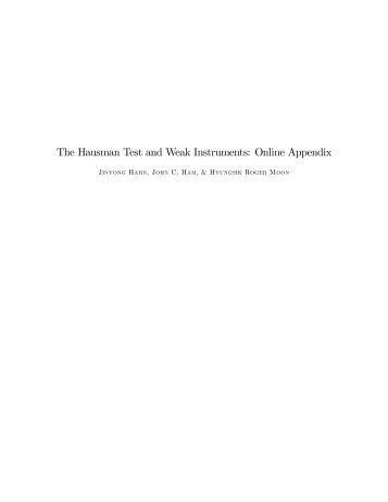 The Hausman Test and Weak Instruments: Online Appendix