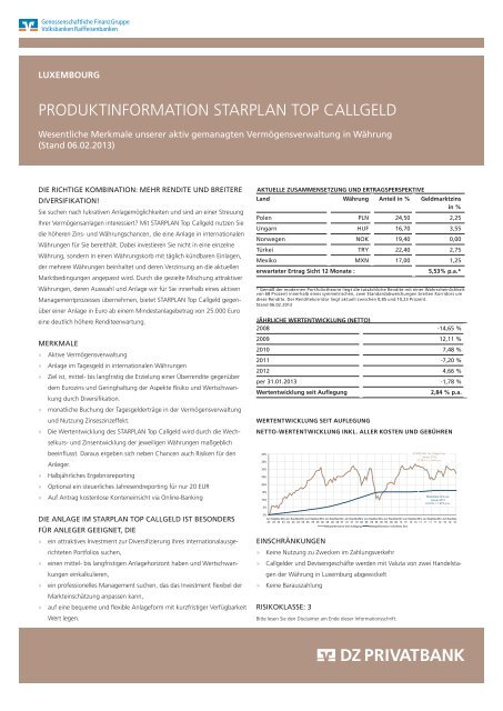 produktinformation starplan top callgeld - DZ Privatbank