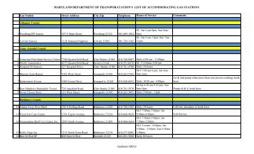 Access to Gas Pumps - Maryland Department of Transportation