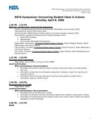 Symposium's Agenda - NSTA Learning Center