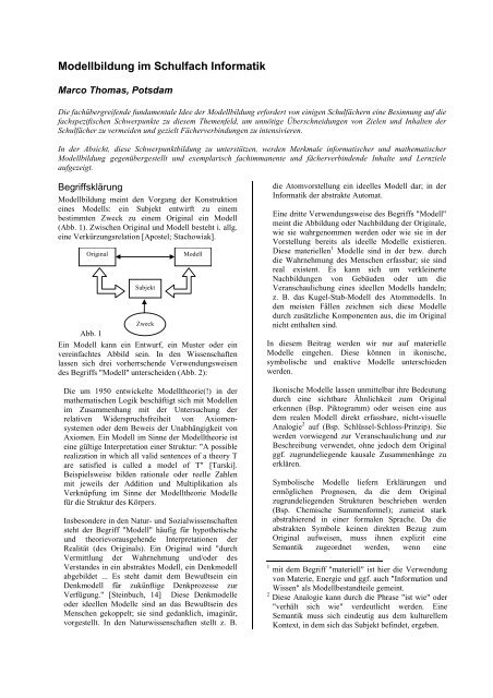 Modellbildung im Schulfach Informatik - HyFISCH-HyperForum ...