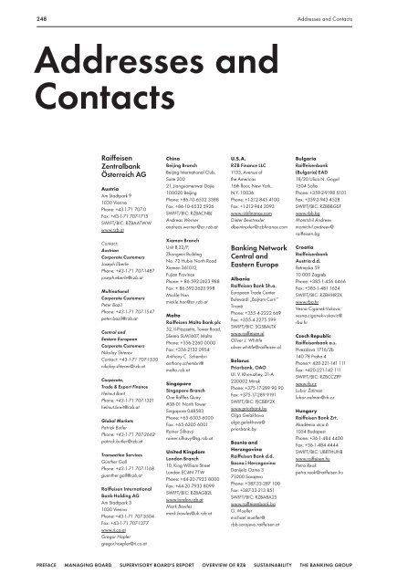Addresses And Contacts Pdf 75kb Raiffeisen Zentralbank