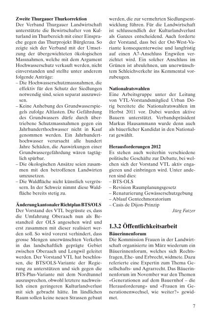 Jahresbericht 2011 (9 MB) - Verband Thurgauer Landwirtschaft