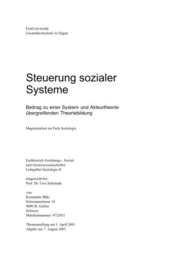 Steuerung sozialer Systeme - Konstantin Bähr