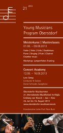 Oberstdorfer Musiksommer - Staatliche Hochschule für Musik und ...