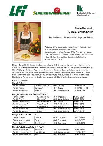 Bunte Nudeln in Paprika-Kürbissauce (313 KB) - .PDF - BTV