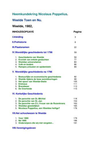 Weelde Toen en Nu - Heemkundekring Nicolaus Poppelius