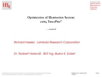 Optimization of Illumination Systems using TracePro - bei IB/E OPTICS