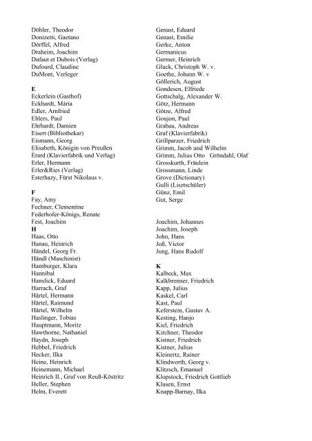 Auszug 3: Namensverzeichnis mit über 800 Personen der ... - Musinfo