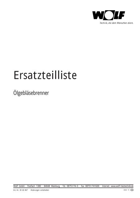 Ersatzteilliste - Wolf