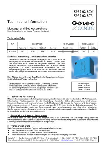 Technische Information SP32 0280M SP32 0280E - GOTEC GmbH ...