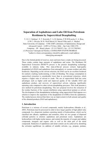 Separation of Asphaltenes and Lube Oil from Petroleum Residuum ...