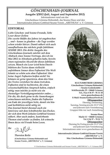 Göschenhaus-Journal 3/2012