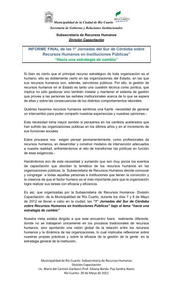 Informe Final - Municipalidad de Rio Cuarto