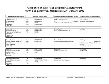 AWHEM Membership January 02 - Association of Well Head ...