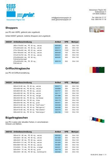 List & Label Report - Geissmann Papier AG