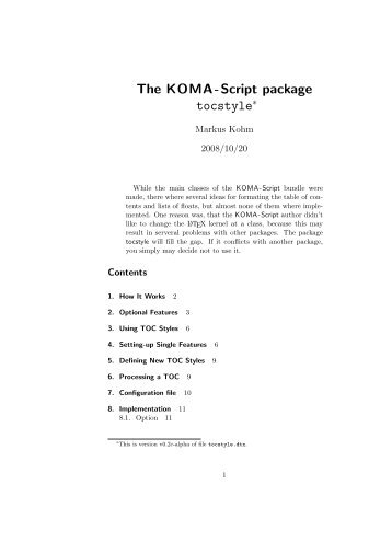 The KOMA-Script package tocstyle - BaKoMa TeX