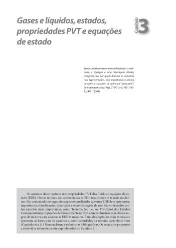 Gases e líquidos, estados, propriedades PVT e equações de estado