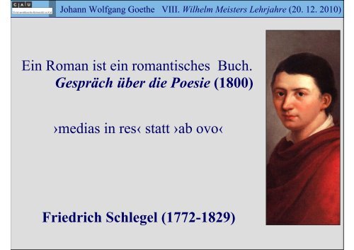 Johann Wolfgang Goethe VIII. Wilhelm Meisters Lehrjahre