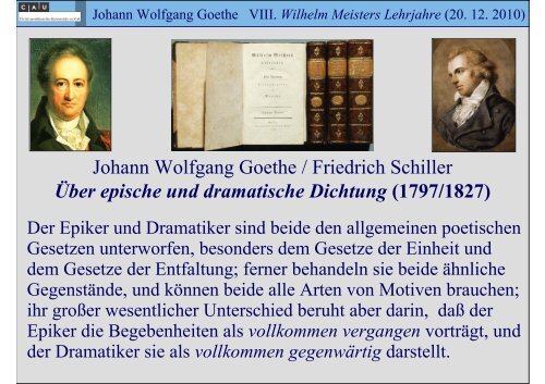 Johann Wolfgang Goethe VIII. Wilhelm Meisters Lehrjahre