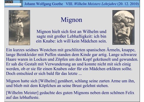 Johann Wolfgang Goethe VIII. Wilhelm Meisters Lehrjahre