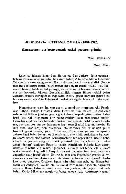 JOSE MARIA ESTEFANIA ZABALA (1889-1942 ... - Euskaltzaindia