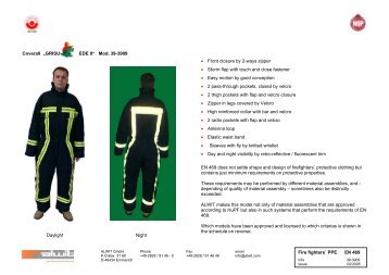 Fire fighters` PPE EN 469 Coverall „GRISU EDE II ... - ALWIT GmbH