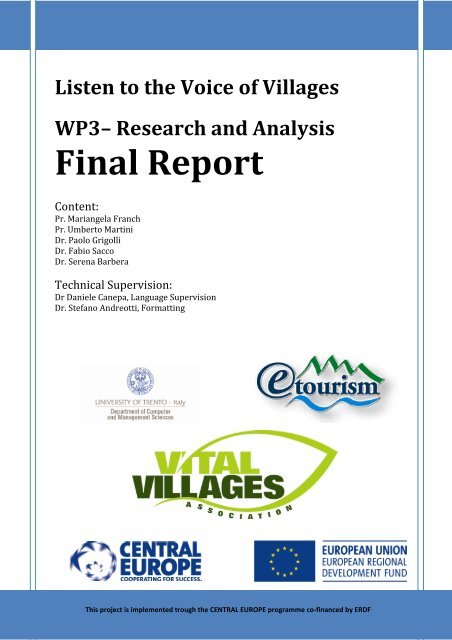 Research and analysis on sustainable tourism - Central Europe