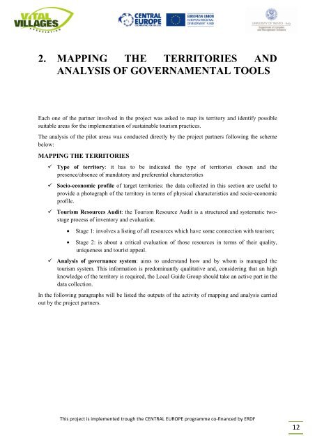 Research and analysis on sustainable tourism - Central Europe