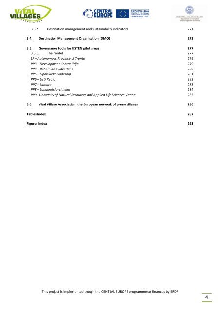 Research and analysis on sustainable tourism - Central Europe