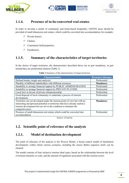 Research and analysis on sustainable tourism - Central Europe