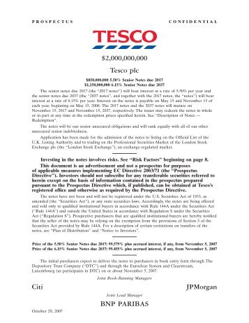 USD 2017 850mn at 5.50% PDF 1.06MB - Tesco PLC