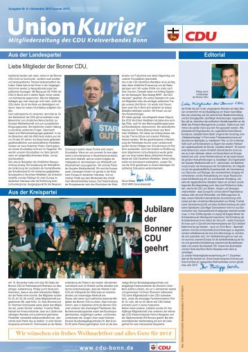 Union Kurier Dezember-Januar - CDU-Kreisverband Bonn