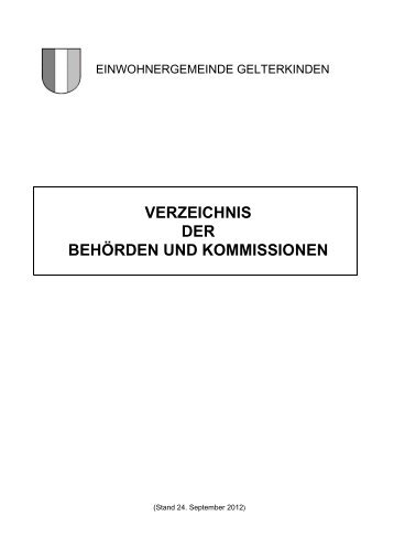 VERZEICHNIS DER BEHÖRDEN UND ... - Gelterkinden