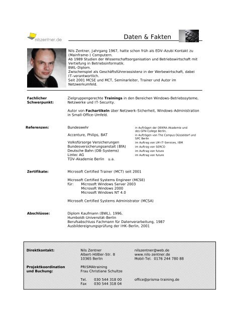 Trainerprofil - Nils Zentner