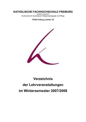 Wintersemester 2007/08 ‹download pdf› - Katholische Hochschule ...