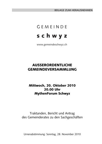 AUSSERORDENTLICHE ... - Gemeinde Schwyz