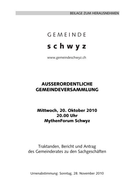 AUSSERORDENTLICHE ... - Gemeinde Schwyz