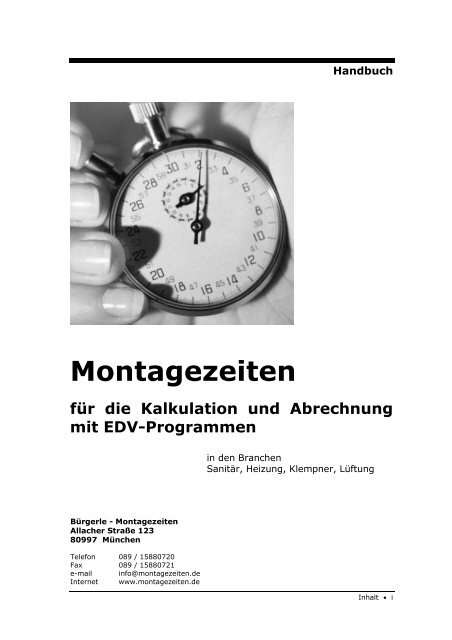 Handbuch Montagezeiten - Bürgerle Montagezeiten