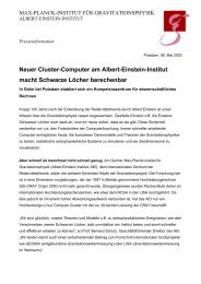 Neuer Cluster-Computer am Albert-Einstein-Institut macht Schwarze ...