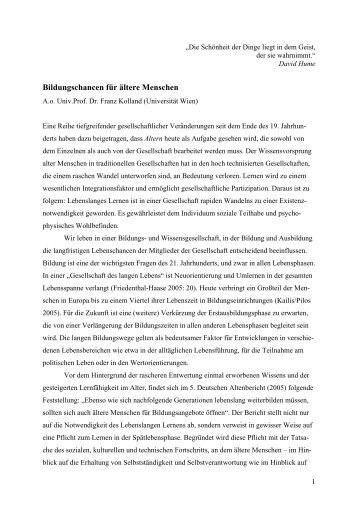 Referate Auftaktveranstaltung Seniorenplan 4. Wien 2006 (PDF, 115