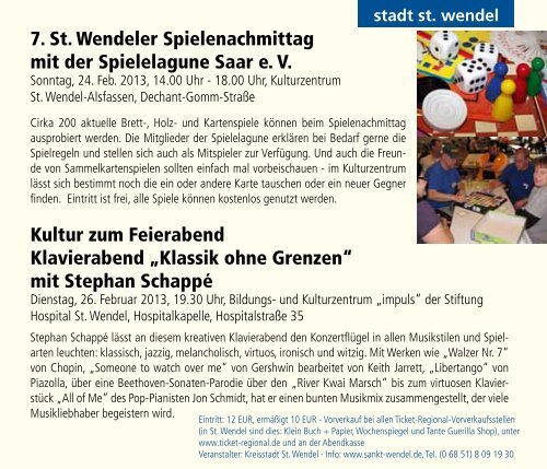 10. Kulturwoche 2013 Reflexion(en) - Stadt St. Wendel