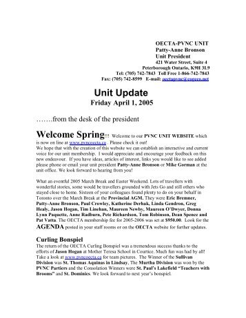 PVNC Unit Update April 1, 2005 - Pvncoecta.ca