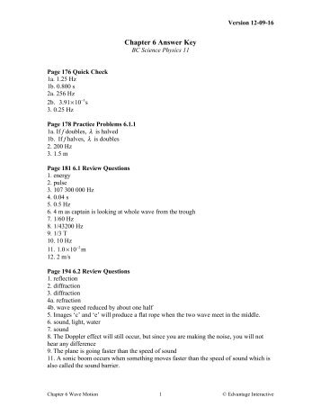 Chapter 6 Answer Key - BC Science Physics 11