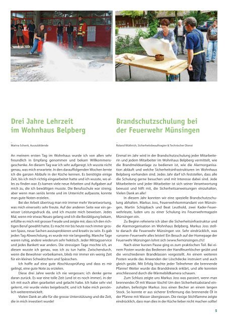 JAHRESBERICHT 2011 STIFTUNG WOHNHAUS BELPBERG