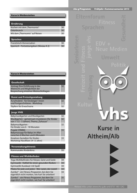 Anmeldung an Volkshochschule im Alb-Donau-Kreis eV ...